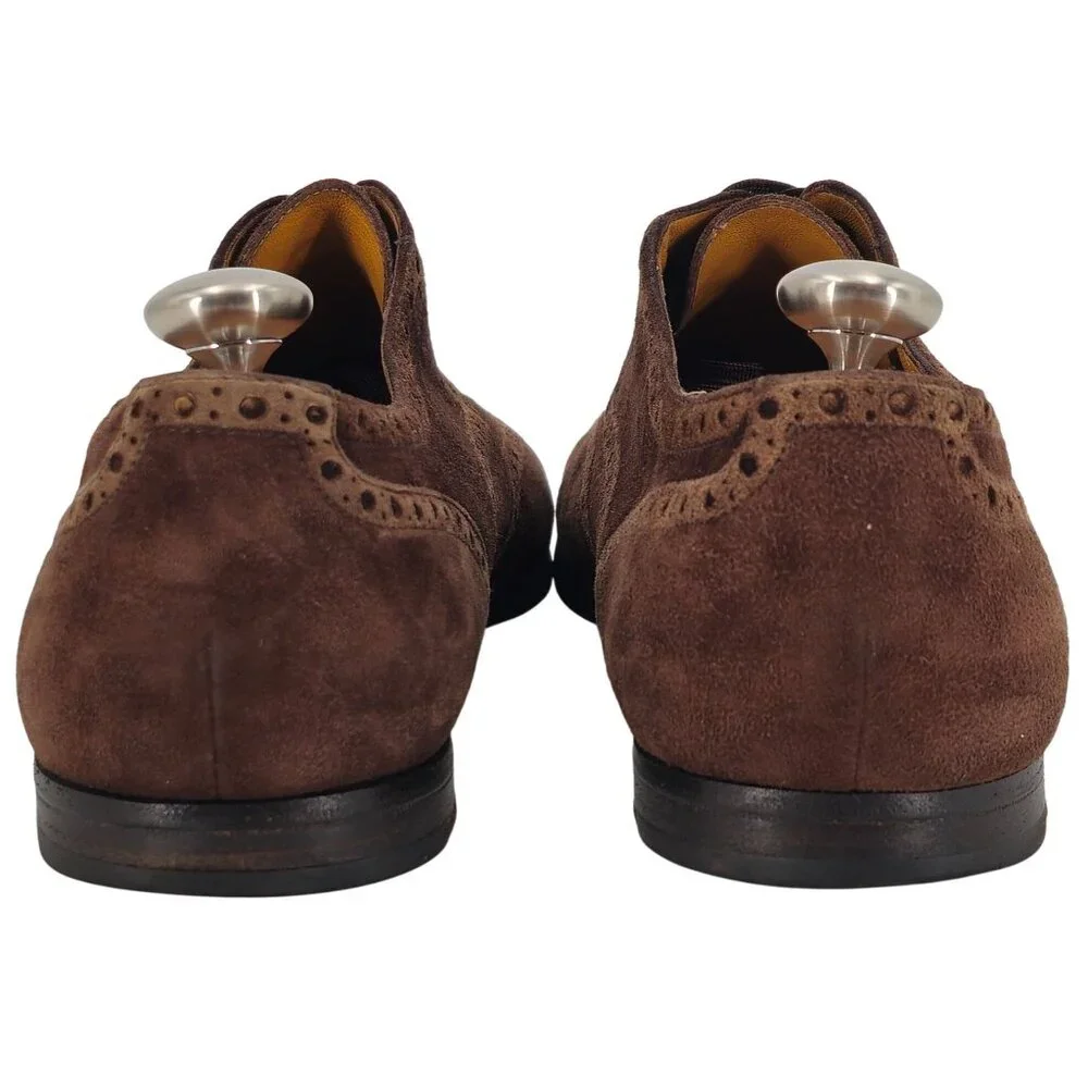 Gucci Italy Men size 7.5E Brown Suede Wingtip Derby Oxfords Designer Dress Shoes